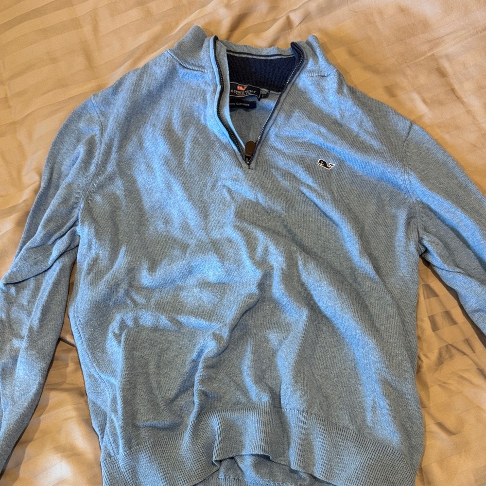 Vineyard Vines Light Blue Zip-Up Sweater